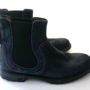 UGG Collection Boots Stevano Navy Leather Boots